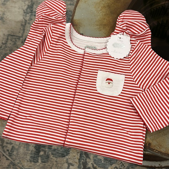 Santa Baby Onesie sleeper Christmas French knot cotton - Picture 10 of 12